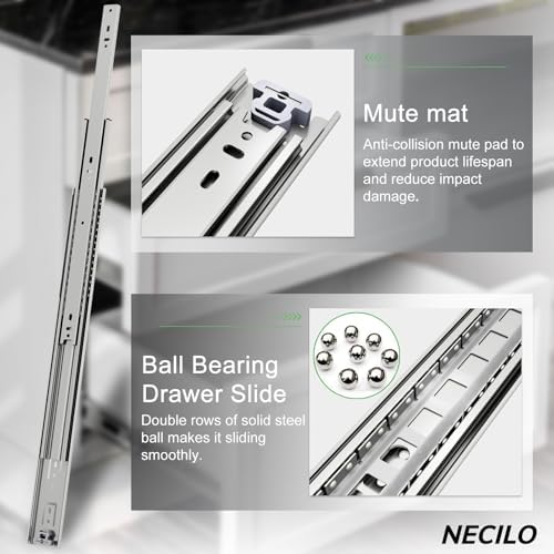 necilo 24 inch heavy duty drawer slides 150lb, side view