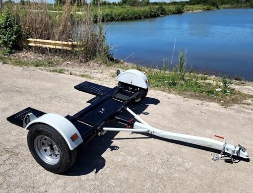 Car Tow Dolly Heavy Duty Car Trailer Towing Dolly Hauler - 4,900 Capacity Tow, White
