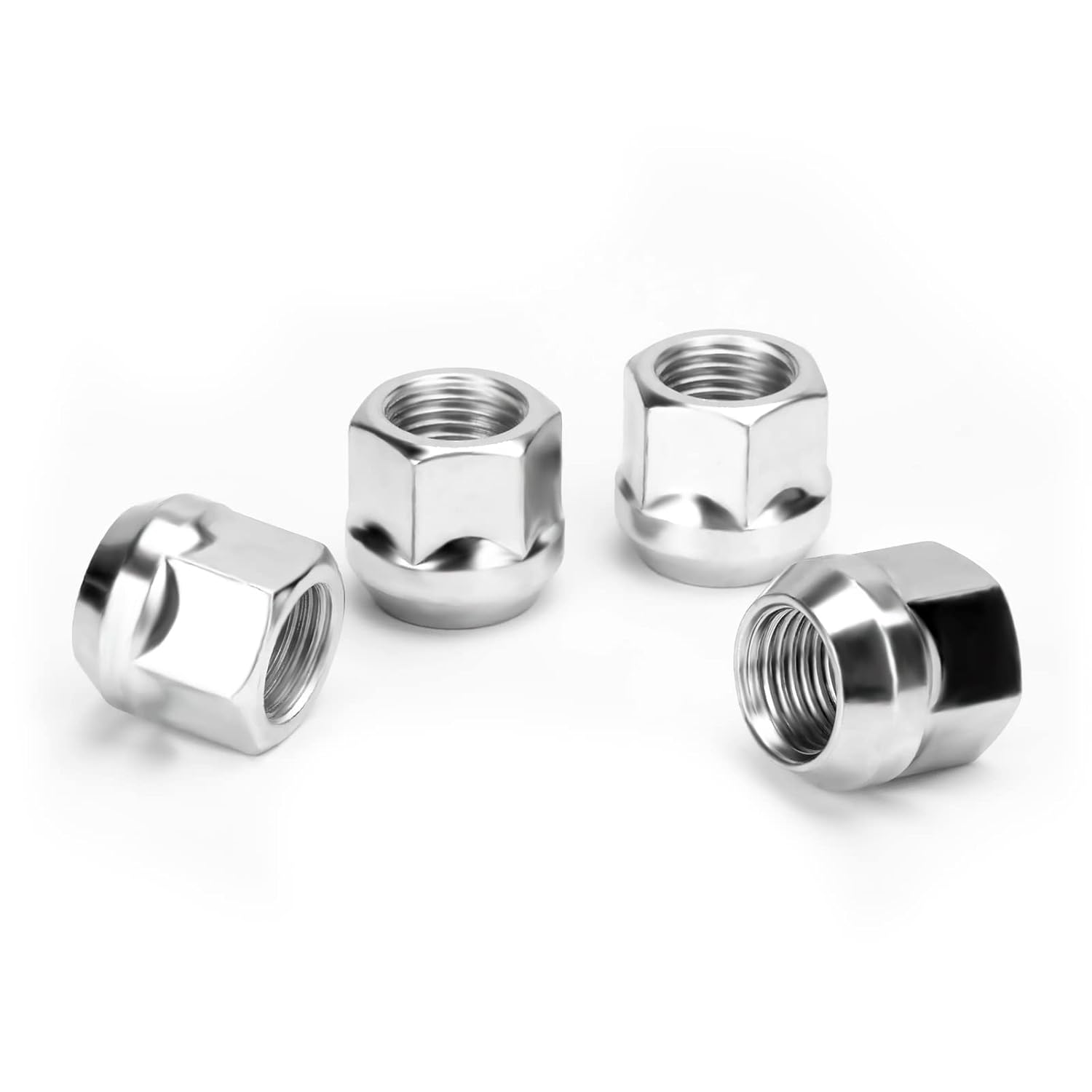 12mmx1.5 Zinc Aftermarket Wheel Lug Nuts, 20 Pcs M12x1.5 Open End Cone Seat Bulge Acorn One-Piece lugnuts 0.83”(21mm) Long 3/4”(19mm) Hex, Sliver