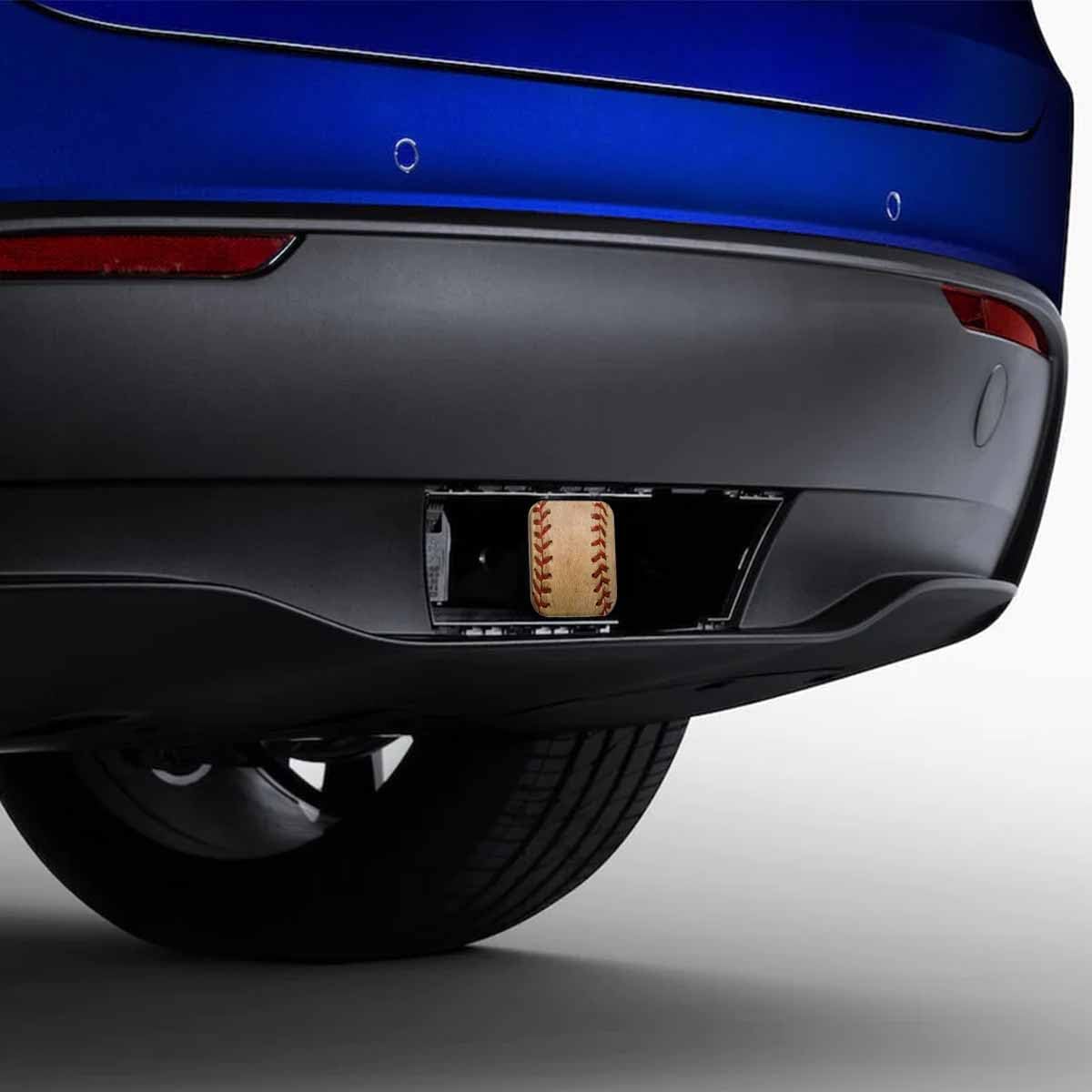Tow Hitch Covers Baseball, Grunge Sport Leather Worn Baseball Auto 2 Inch Trailer Hitch Cover Plug Cap Insert Receiver Tube Hitch Covers for Most Cars Trucks SUVs