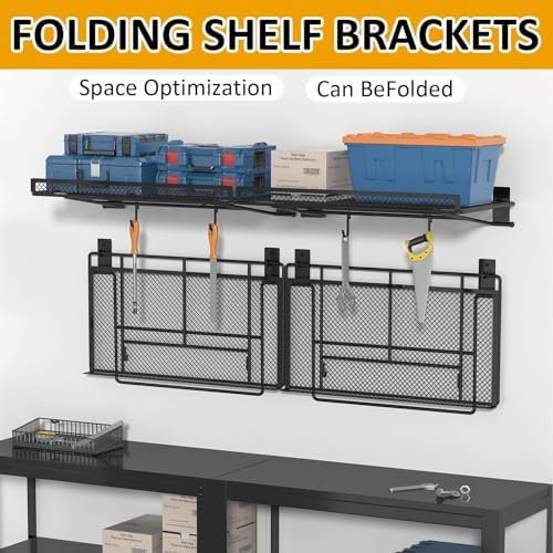 babkas 4 pack garage wall shelving,16.5" x 12.2", close-up detail
