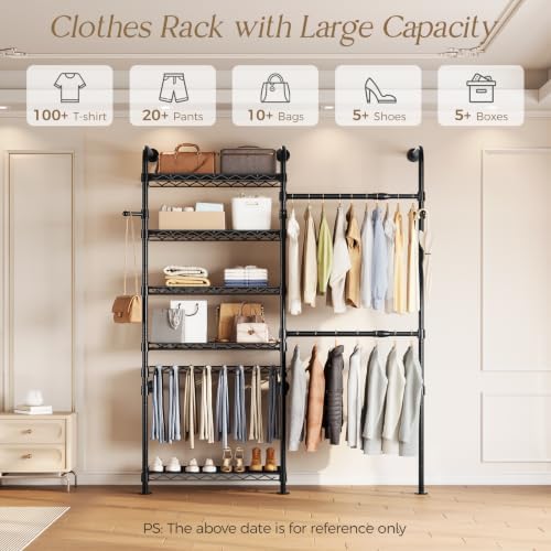closet organizers wall mounted closet system, 2-row heavy, side view