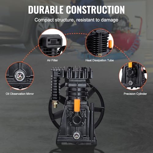 vevor air compressor pump head, 3hp 5.8cfm @, package contents