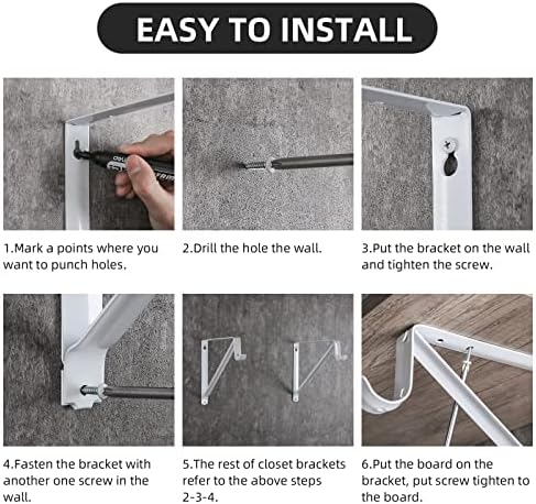 closet rod brackets 11x9.5in, 10 pack closet shelf, front angle view