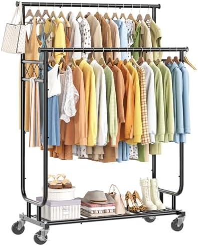 ekisemio heavy duty clothes rack, rolling clothing rack, main product view