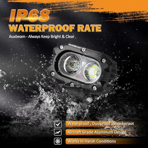auxbeam 4 inch led pod, r4 series square, side view
