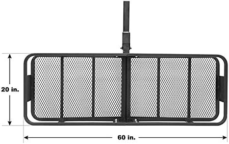 MaxxHaul 70103 500 lb. Capacity Steel Hitch Mount Folding Cargo Carrier Mesh Basket Fits 2 inch Hitch Receiver 60 x 21 x 6.5 in For Car SUV Pickup Truck Van Camping Traveling