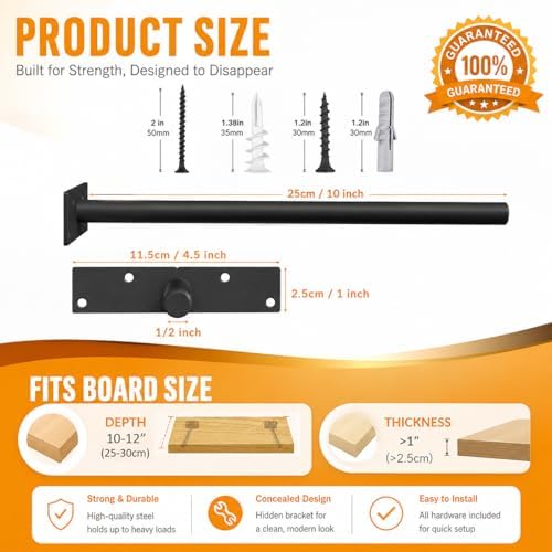 floating shelf brackets, 10 inch hidden shelf brackets shown in use