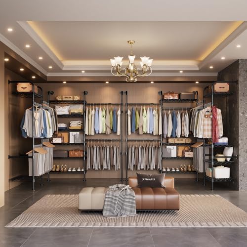wall mounted closet system, heavy duty 4-row clothes, view 9