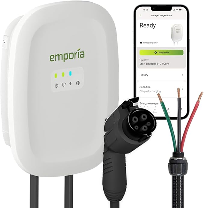 EMPORIA Level 2 EV Charger w/ J1772 Charger, 48 amp, Preconfigured by Emporia