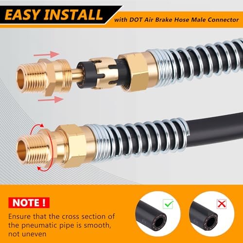 brass dot air brake hose end fitting, 1/2”hose, package contents