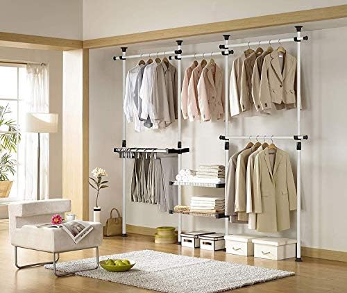 estink tension rod garment rack freestanding adjustable 4-bar, close-up detail