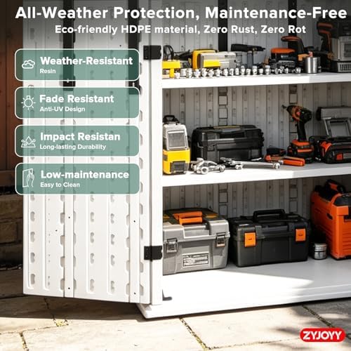 zyjoyy outdoor storage cabinet with 4 shelves, 31.5", package contents