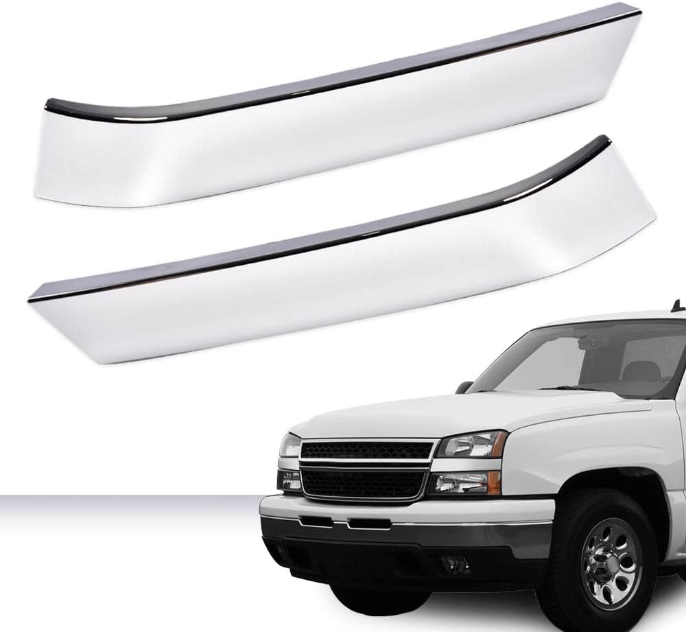 PIT66 Grille Trim Set Fit Chevy Silverado 1500 Classic HD 2500 3500 03-07 | 2PCS Chrome Front Grille Trim Molding Inserts, Driver & Passenger Side, Fit Silverado 1500 Classic HD 2500 3500 2003-2007