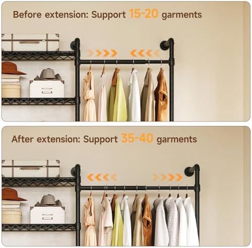 onbrill l2 wall mounted closet system, industrial pipe on a desk or shelf