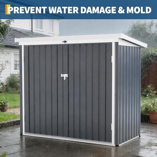 garvee outdoor trash storage shed– 5.8x3.3 ft, lock, package contents