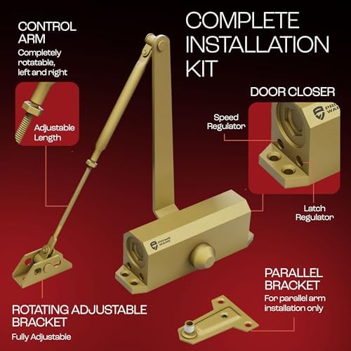 primeware dc-300 adjustable automatic door closers for home, side view