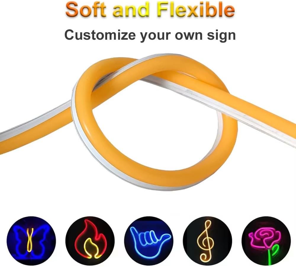6mm Silicone Neon Strip Tube - Soft Bendable Light Channel, 5 Meters,1pcs | Orange