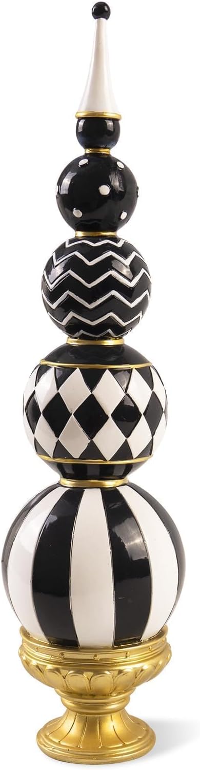 15.7" Black White Checkered Home Decor for Fall, Halloween Table