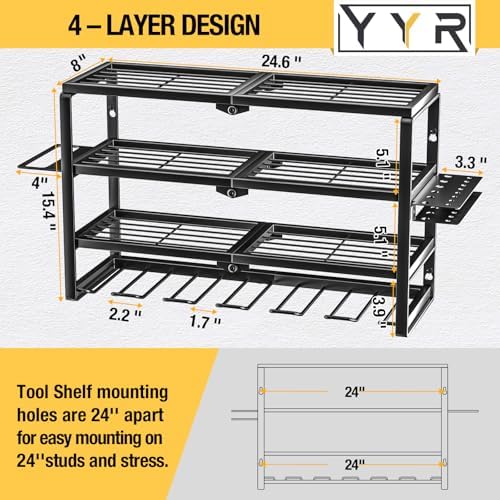 yyr 4 layer power tool organizer wall mount shown in use