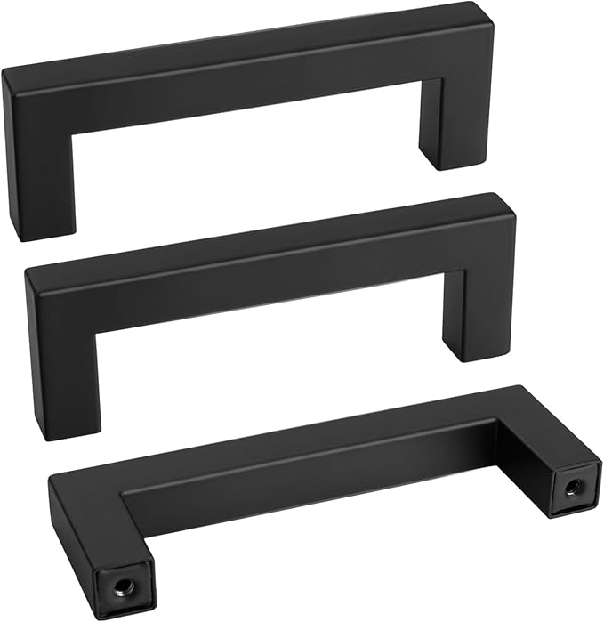 goldenwarm 50 Pack 3.5 INCH Black Square Bar Cabinet Pull by goldenwarm