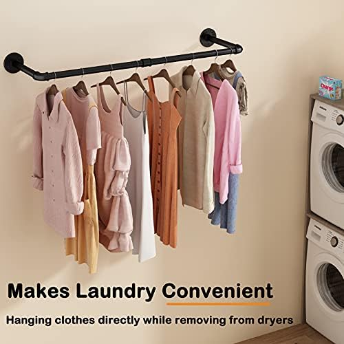 wall mounted clothes rack 31.5in, industrial pipe wall shown in use