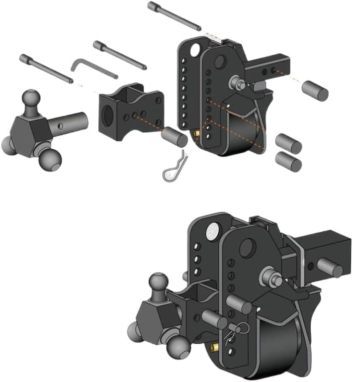 Adjustable Trailer Tow Hitch 6 Inch Drop Rise Three Ball 12000 Lbs