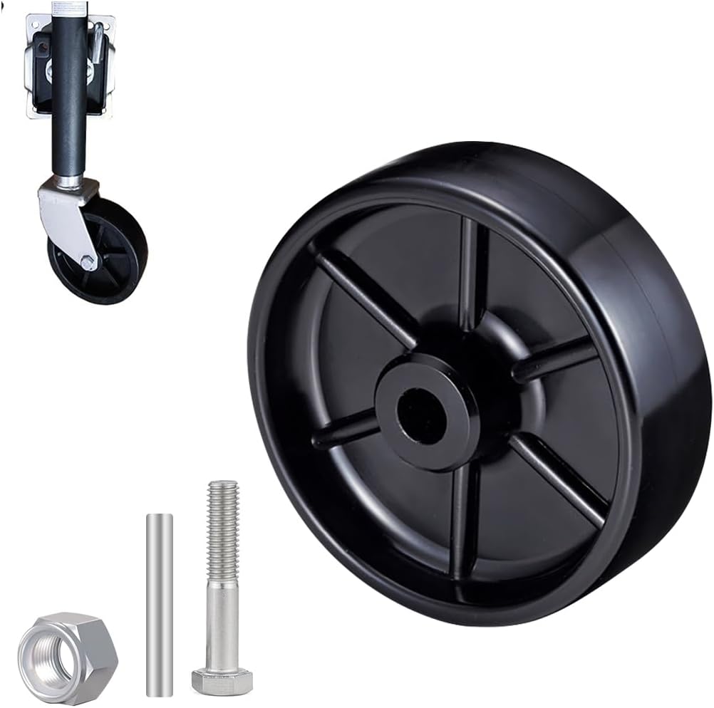 Trailer Jack Caster Wheel, 6 Inch Trailer Tongue Jack Wheel with 1200LB Load Capacity, Utility Replacement Parts Accessories, Suitable for Hitch Camper RV
