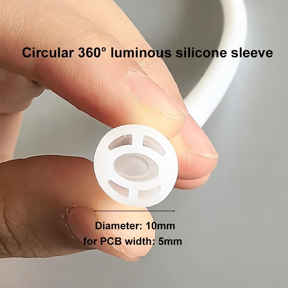 1M White Flexible Round Silicone LED Neon Tube - 360° Uniform Light Diffusion,1pcs