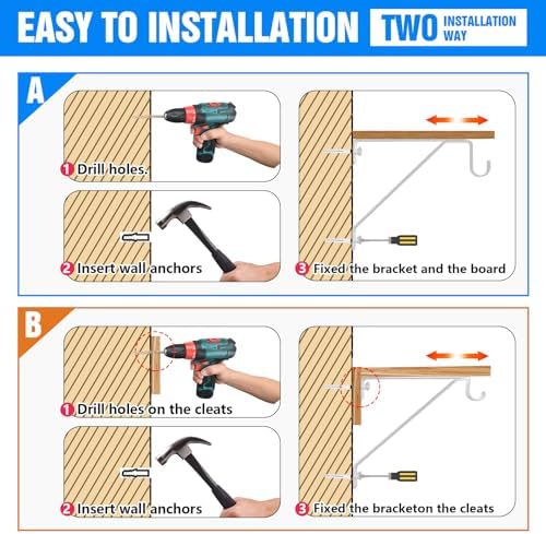 pisman heavy duty adjustable closet rod bracket 4-pack showing dimensions