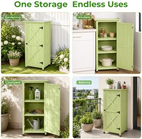 wooden outdoor storage cabinet, vertical garden tool shed, package contents