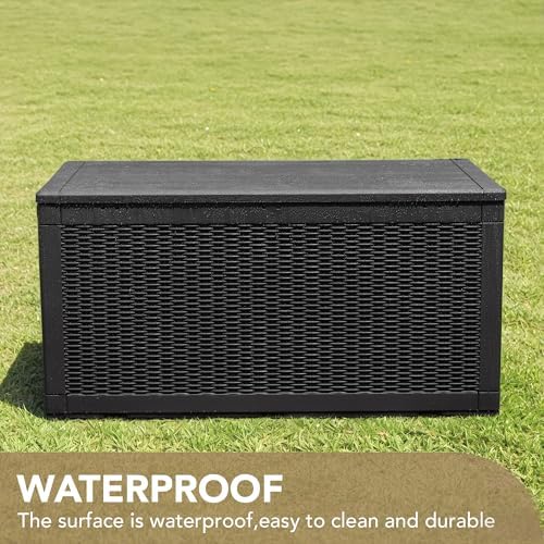 devoko 100 gallon waterproof deck box, resin large, side view