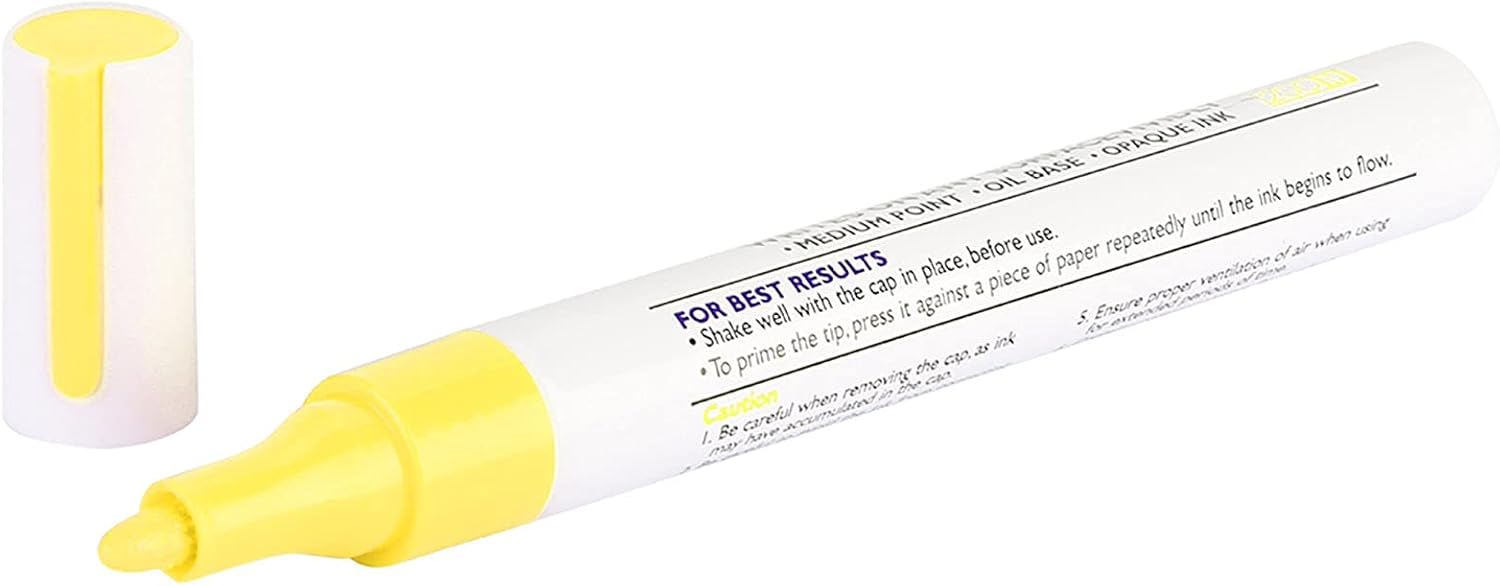 Tbest Car Tire Paint Pen Yellow Professional Marking Pencil | Lasting Yellow Pigment, , Easy Application, Suitable Rubber Tires, Single Pen Pack