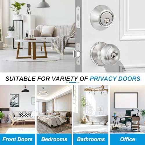 plustool 4 pack exterior door lock set, satin showing dimensions