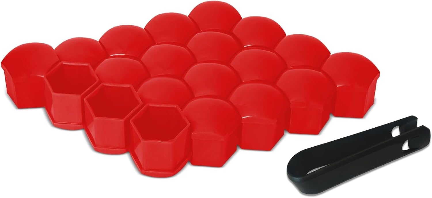 20Pcs Wheel Lug Nut Covers for Honda Accord 2018-2022, Bolt Screw Caps Hexagonal Rim Protector Exterior Decor ABS Plastic,Red-17mm