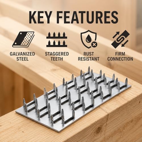truss plates 2x4 inch, pronged galvanized steel mending, package contents