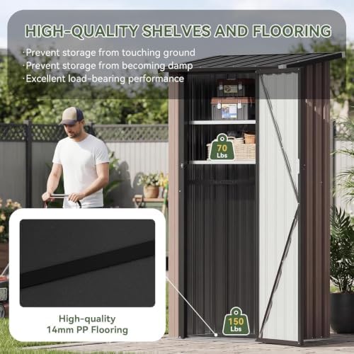 aoxun outdoor storage cabinet shed with floor, small showing dimensions