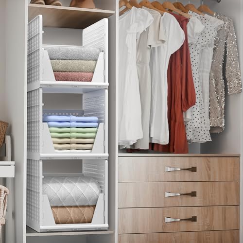 sorbus stackable closet organizer, open-front shelf bins (3, close-up detail