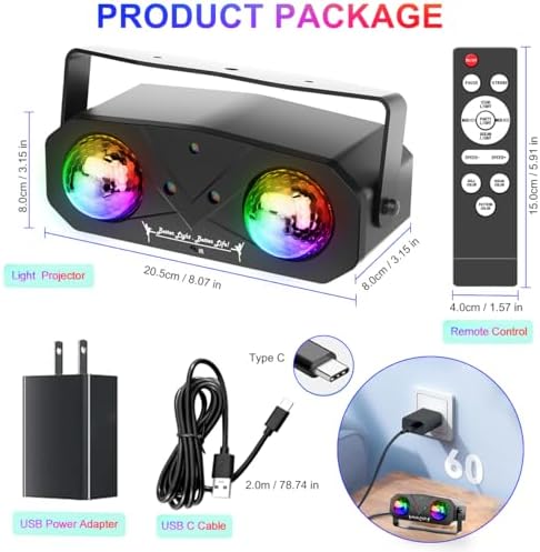 Party Disco Ball, Dj Disco Light Strobe Dance Sound Activated with Remote Con...