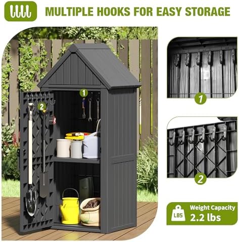 outdoor storage shed, waterproof storage cabinet with ample, package contents