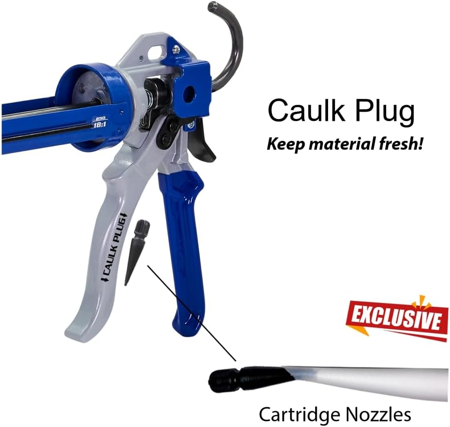 newborn 250 super smooth rod caulking gun, close-up detail