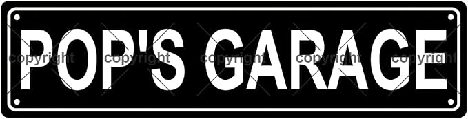 POP'S GARAGE Space Metal Tin Street Sign Bar Cafe Garage Cave Home Room Wall by Unknown