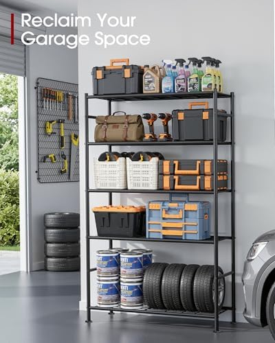 sakugi storage shelves - 5 tier shelf organizer, side view