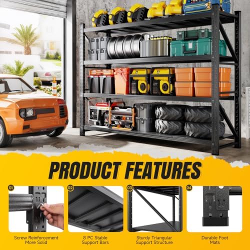 miiiko 79" w garage storage shelving unit,6000lbs heavy, side view