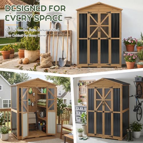 extra large outdoor storage cabinet weatherproof, garden shed, front angle view