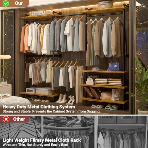 aheaplus industrial pipe clothing rack, expandable garment rack, close-up detail