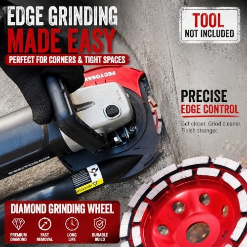 dust shroud for angle grinder with diamond grinding, front angle view