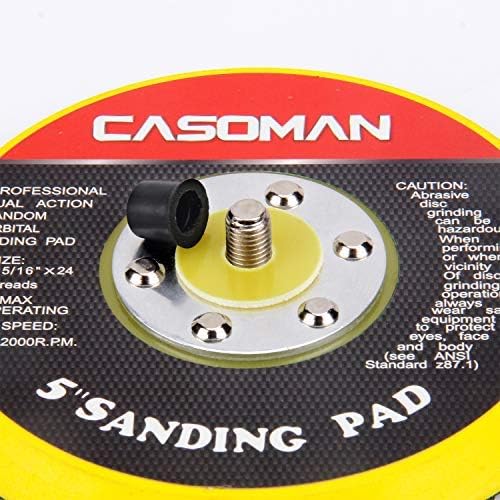 CASOMAN 5-Inch DA Polisher & Sander Pad - Hook & Loop Face - Random Orbital Backing Plate, 5/16''-24 Threads, 2 PCS Set