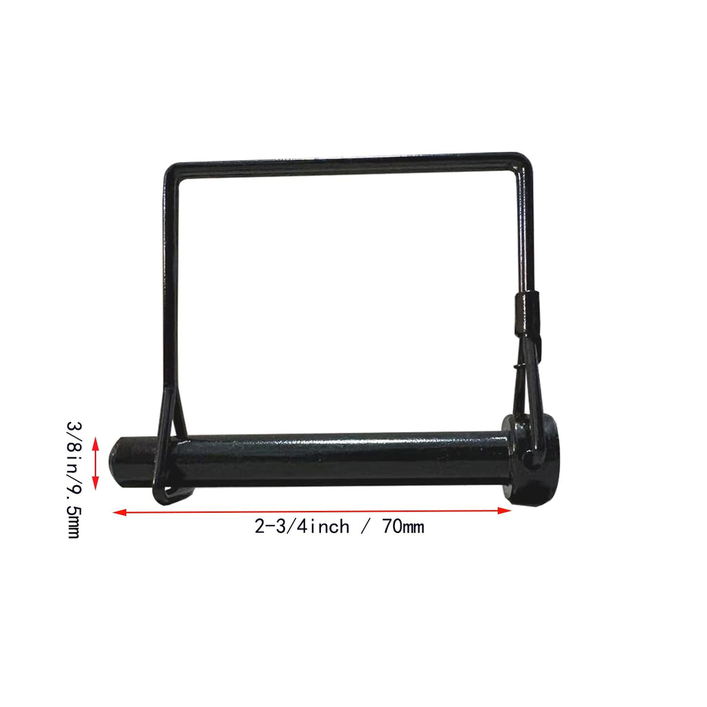 2 Pack 3/8 x 2-3/4 Trailer Hitch Pin Heavy-Duty Black Zinc Steel Hitch Lock Pin with Secure Clip Coupler Locking Pin for Towing Truck Tractor PTO Shaft Quick Release Trailer Latch Pin (2)