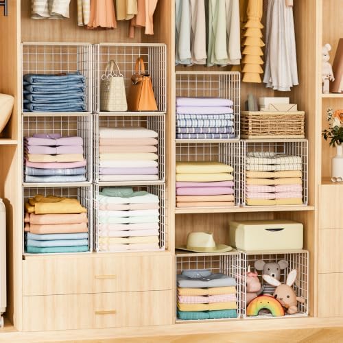 hencawima 6 pack stackable closet organizer, closet organizers, front angle view